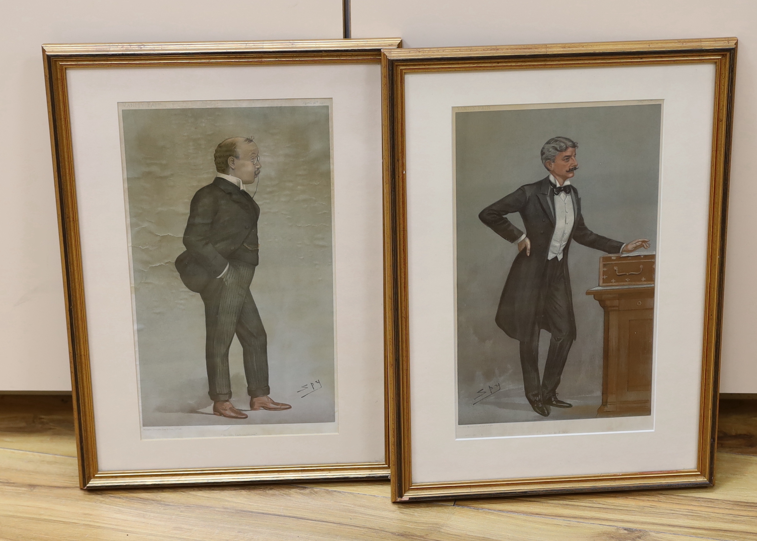 A pair of Spy colour lithographs, comprising 'Dover and War' and 'North Lancashire', each publ. Vanity Fair 1900, 35 x 20cm